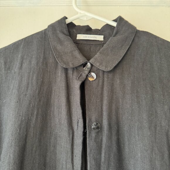 Ode to Sunday: "Ida Linen Shirt Dress" Black. Size M. - Picture 3 of 3